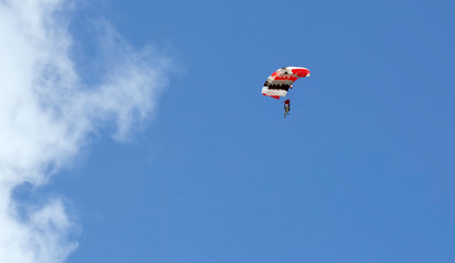 Parachuter floats weightless above ground after deploying his chute