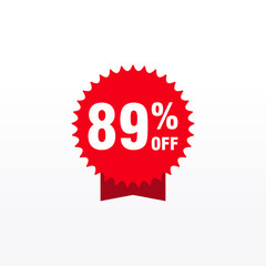 89 discount, Sales Vector badges for Labels, , Stickers, Banners, Tags, Web Stickers, New offer. Discount origami sign banner