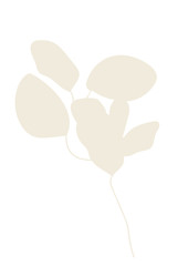 Abstract floral clipart for collages. Foliage silhouette on the white isolated background.