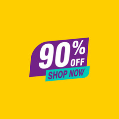 90 discount, Sales Vector badges for Labels, , Stickers, Banners, Tags, Web Stickers, New offer. Discount origami sign banner