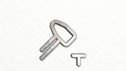 hardware hammer nail 3D icon on the wall, 3D illustration for computer and background