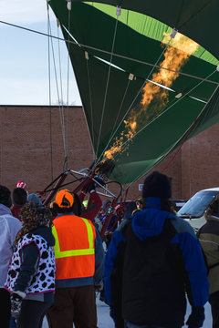 Inflating A Hot Air Ballon In Hudson Wisconsin