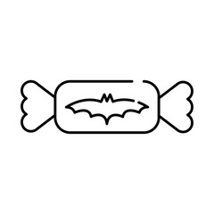 sweet candy with bat halloween line style icon