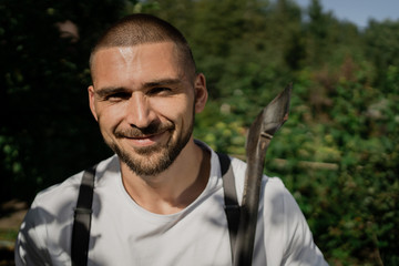 portrait of a man with a knife