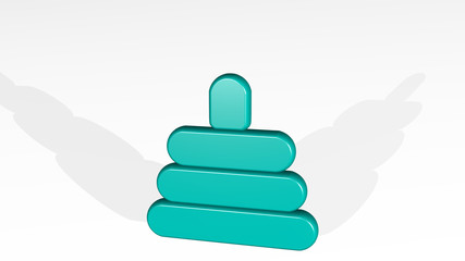 EDUCATIVE TOYS COUNTING 3D icon casting shadow, 3D illustration for education and industry