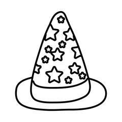 halloween witch hat with stars line style icon