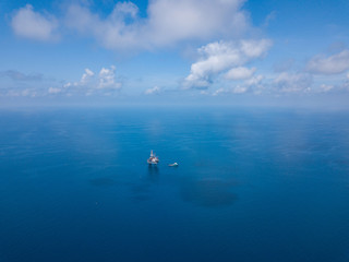 Aerial view of offshore jack up rig at the offshore location