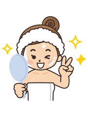 美肌になって喜ぶ女性　美容　ビューティー　スキンケア