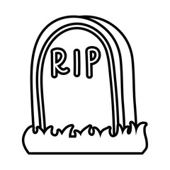 cemetery tomb with rip word line style icon