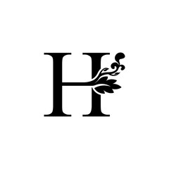 initial letter h luxury ornament black color