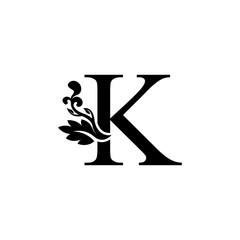 initial letter k luxury ornament black color