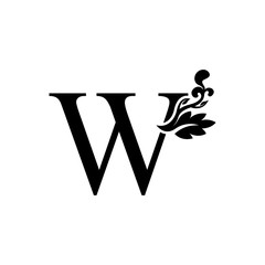 initial letter w luxury ornament black color