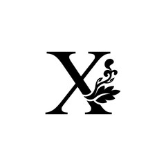 initial letter x luxury ornament black color