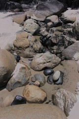 Landscape of stones and rocks ordered in different positions.