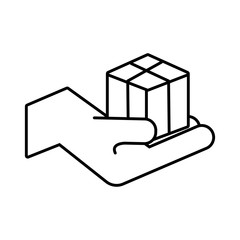 hand lifting box carton delivery service line style icon