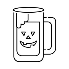 beer jar with halloween face line style
