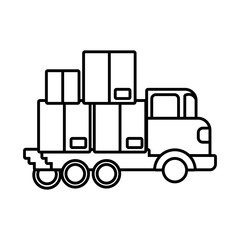 truck with boxes carton delivery service line style icon