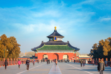 Beijing, China - Jan 10 2020: The Temple of Heaven is an imperial complex of religious buildings