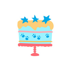 Tasty cake for the party Your dogs birthday. vector illustration of dog cakes. bakery products for puppy.