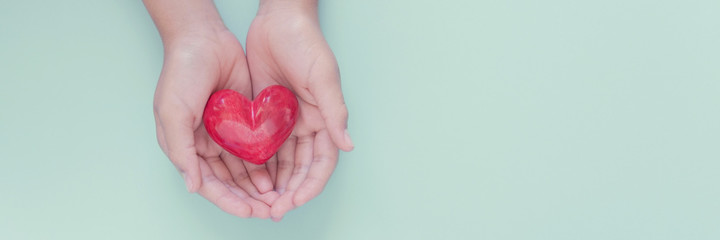 hands holding red heart, health care, love, organ donation, family insurance,CSR,world heart day,...