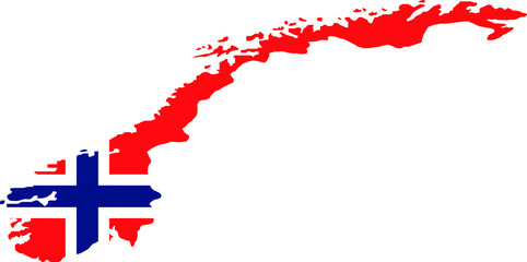 Flag and map of Norway vector icon