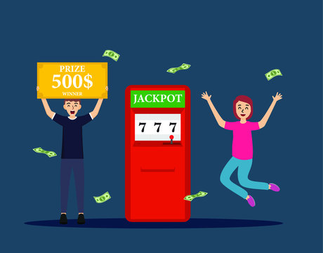 Lucky person Big Win Jacpot flat design