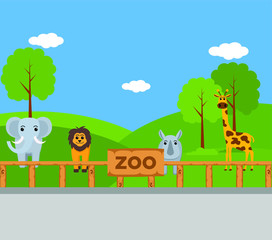 Flat design of Zoo Animals