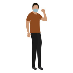 Man waving elbow. Man wearing face mask - Vector