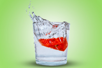 Watermelon drop in water and make nice bubble and splash.