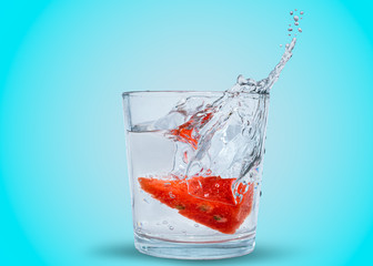 Watermelon Drop in water and make amazing splash and bubble.