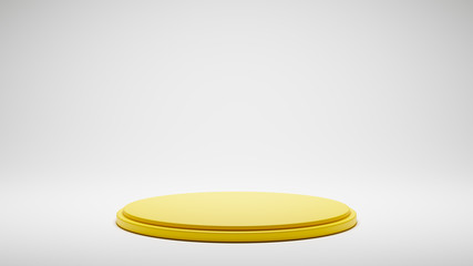Empty Yellow Platform on White Studio Background