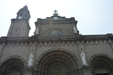 Manila Cathedral church facade at Intramuros in Manila, Philippines
