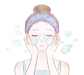 スキンケア　洗顔　女性