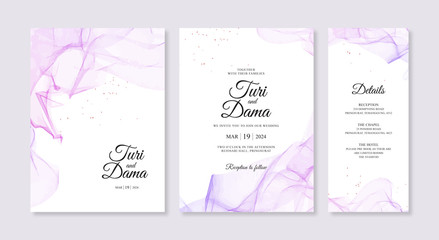 Minimalist wedding invitation template with abstract watercolor