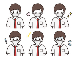 学生 男性 マスク アイコンセット