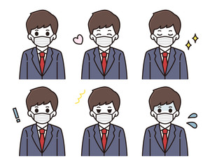 学生 男性 マスク アイコンセット