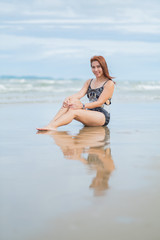 A woman wearing a bikini, portrait sexy girl
