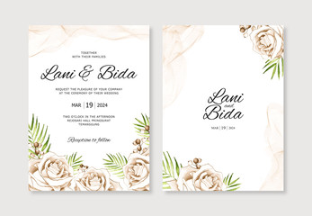 Watercolor hand painted beautiful flower for wedding invitation template