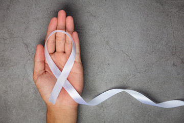 White ribbon symbol of peace International day of non violence.