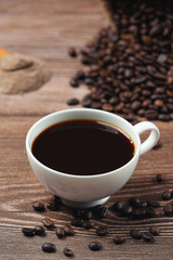 Coffee cups and beans, international coffee day concept