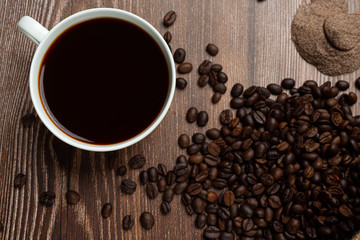 Coffee cups and beans, international coffee day concept