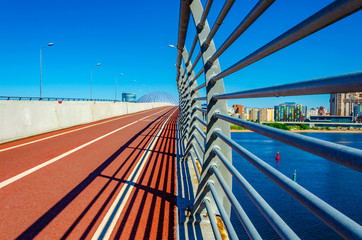 Pedestrian path on the bridge over the river.