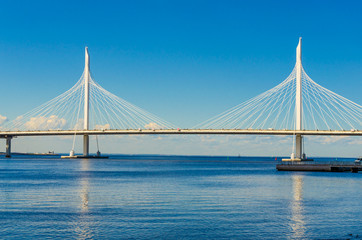 Obraz premium Bridge over the Gulf of Finland in Saint Petersburg.