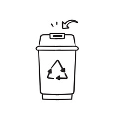 hand drawn trash bin icon with arrow symbol illustration isolated background