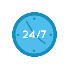 time clock with 24-7 symbol line and fill style