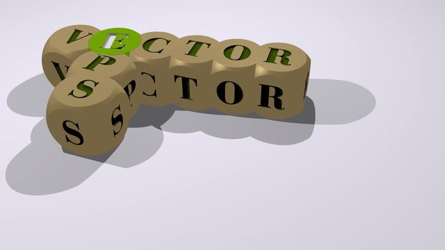 VECTOR EPS video footage of expanding cross words by cubic alphabets, animation of 3D illustration for icon and design