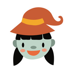 halloween witch with hat flat style icon