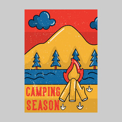 outdoor poster design camping season vintage illustration
