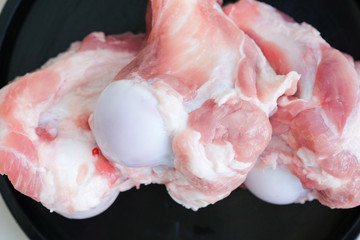 Fresh and Raw Pork leg bone.