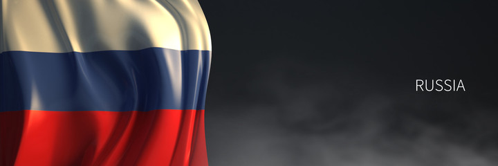 Russia Flag with Dark Background.
3d Rendering of European countries Flag.